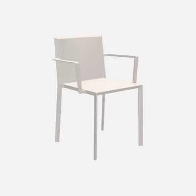 Quartz stacking chair with armrest white