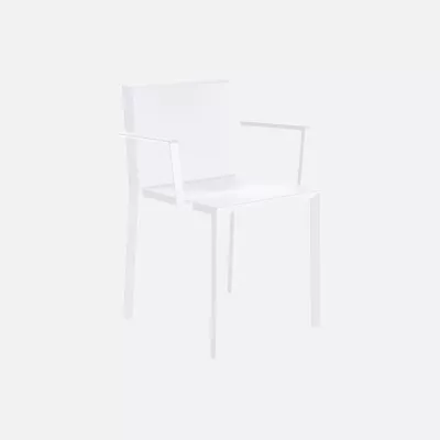 Quartz stacking chair with armrest white