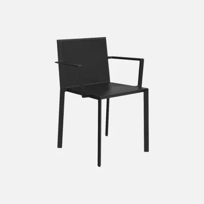 Quartz stacking chair with armrest black